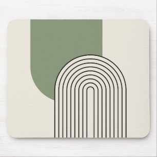 Alfombrilla De Ratón Línea de arte estilo Mid Century con arco verde
