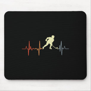 Alfombrilla De Ratón Línea de pulso de hockey en línea retro cardiogram