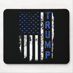 Alfombrilla De Ratón Línea delgada azul policía Trump republicano polic