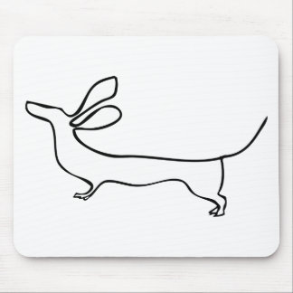 Alfombrilla De Ratón Línea ilustracion del Dachshund uno de los oídos