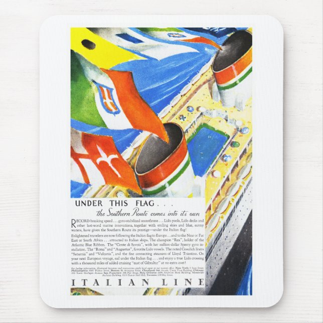 Alfombrilla De Ratón Línea Italiana ~ Bajo Esta Bandera (Frente)