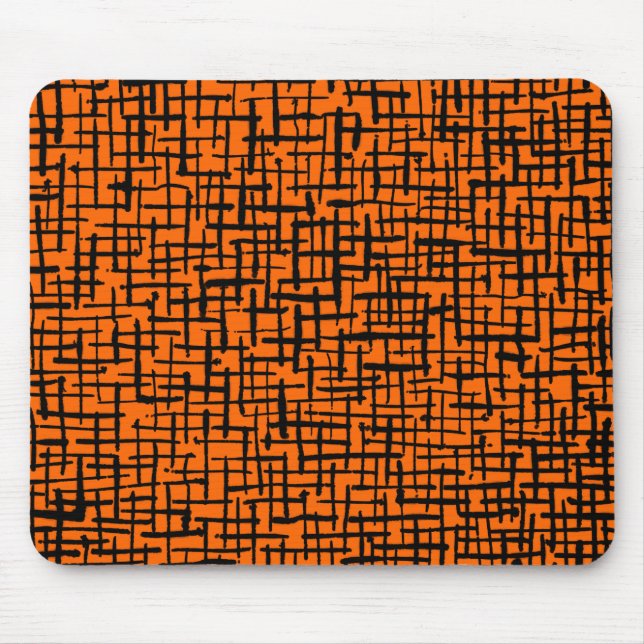 Alfombrilla De Ratón Líneas inky - Negro sobre Naranja (Frente)