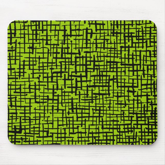 Alfombrilla De Ratón Líneas Inky - Negro sobre verde marciano (Frente)