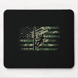 Alfombrilla De Ratón Liniero Bandera Americana Cable Eléctrico Liniero