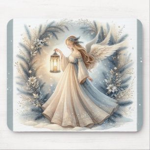 Alfombrilla De Ratón Linterna del Ángel Celestial de Invierno de Paz