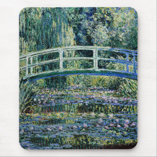 Alfombrilla De Ratón Lirios de agua y puente japonés,
