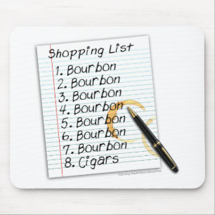 ALFOMBRILLA DE RATÓN LISTA COMERCIAL DE BOURBON COCKTAIL HUMOR