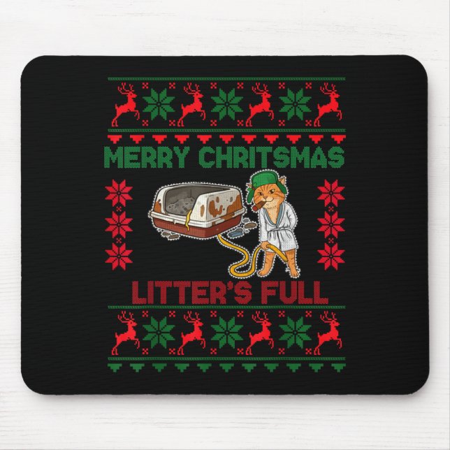 Alfombrilla De Ratón Litter's Full Merry Christmas Funny Cat Lover Ugly (Frente)