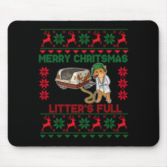 Alfombrilla De Ratón Litter's Full Merry Christmas Funny Cat Lover Ugly (Frente)