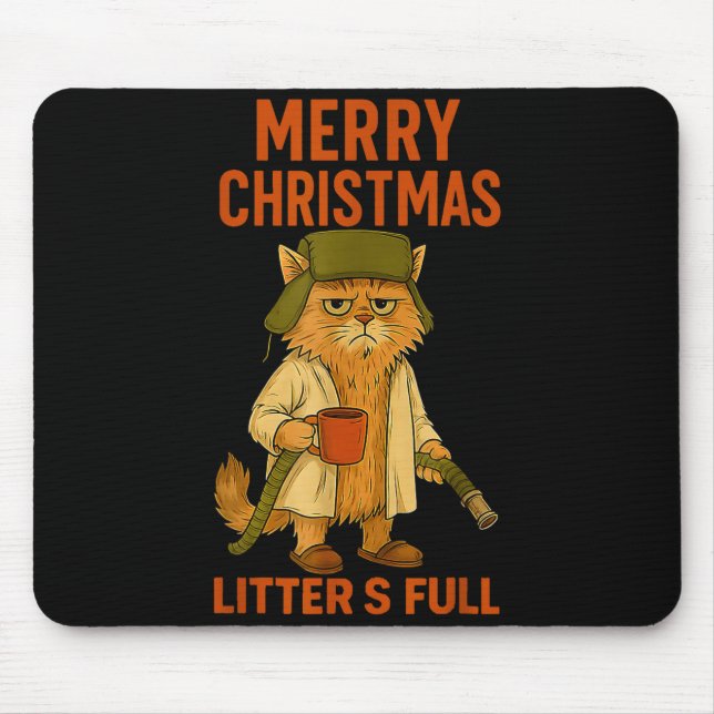Alfombrilla De Ratón Litter's Full Merry Christmas Funny Cat Lovers Hol (Frente)