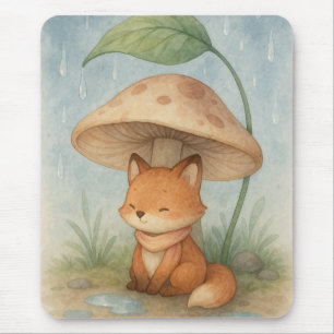 Alfombrilla De Ratón Little Fox en la lluvia