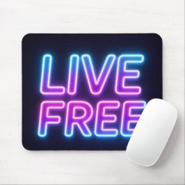 Alfombrilla De Ratón Live Free Neon Typography Mouse Pad