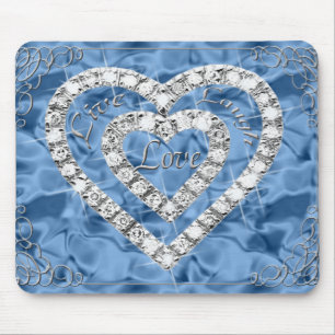 Alfombrilla De Ratón Live Laugh Love Diamond Heart Blue Mouse Pad