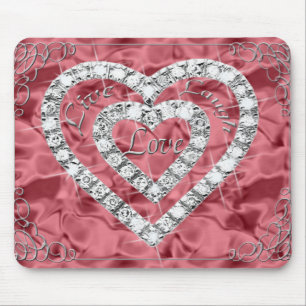 Alfombrilla De Ratón Live Laugh Love Diamond Heart Red Mouse Pad
