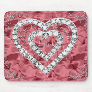 Alfombrilla De Ratón Live Laugh Love Diamond Heart Red Mouse Pad