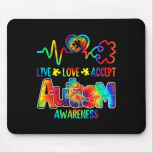 Alfombrilla De Ratón Live Love Accept Autism Awareness Support Aceptabl