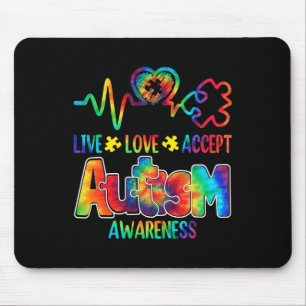 Alfombrilla De Ratón Live Love Accept Autism Awareness Support Aceptabl
