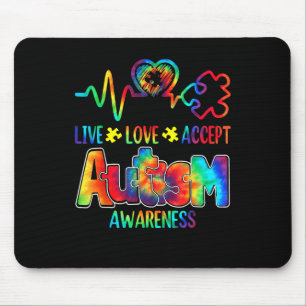 Alfombrilla De Ratón Live Love Accept Autism Awareness Support Aceptabl