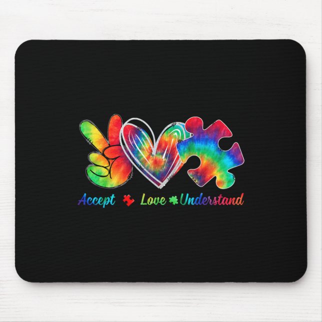 Alfombrilla De Ratón Live Love Accept Autism Awareness Support Aceptabl (Frente)