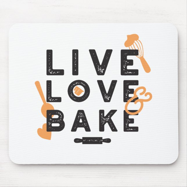 Alfombrilla De Ratón Live Love Bake Cute Baker Life Citas I (Frente)