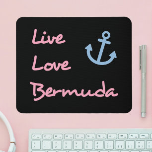 Alfombrilla De Ratón Live Love Bermuda Script Text con Anchor Dark