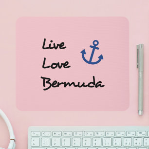 Alfombrilla De Ratón Live Love Bermuda Script Text with Anchor