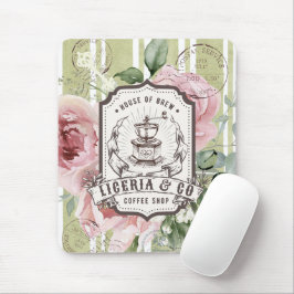 Alfombrilla De Ratón Lively desk decor Pink floral Vintage coffee logo 