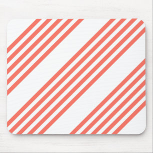 Alfombrilla De Ratón Living coral and white five stripes pattern