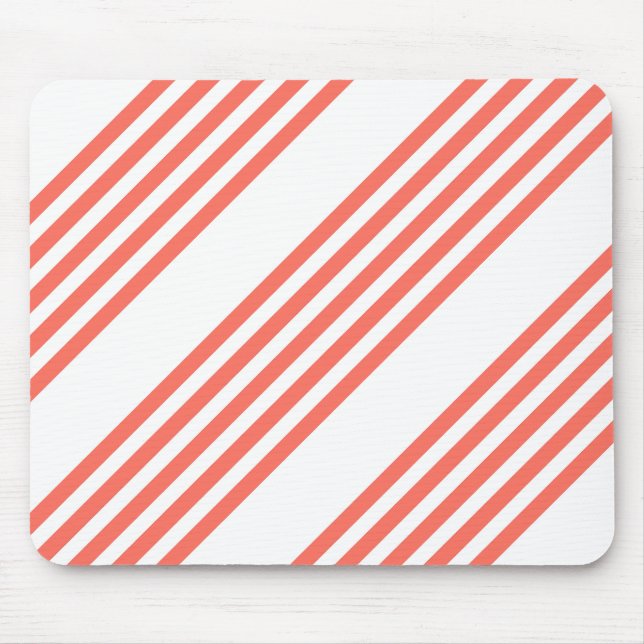 Alfombrilla De Ratón Living coral and white five stripes pattern (Frente)