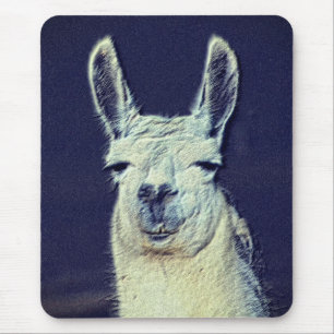 Alfombrilla De Ratón Llama Face Digital Pencil Art