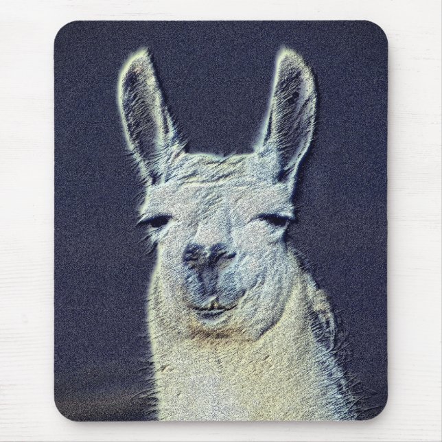 Alfombrilla De Ratón Llama Face Digital Pencil Art (Frente)