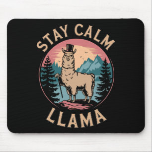 Alfombrilla De Ratón Llama Mantén la calma Alpaca divertido en la monta
