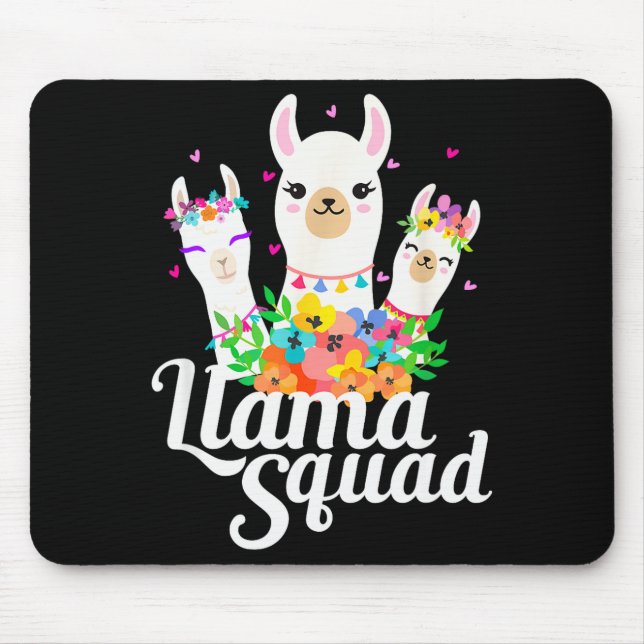Alfombrilla De Ratón Llama Squad Funny Cute Llama Matching  (Frente)