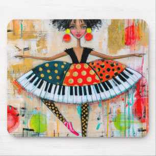 Alfombrilla De Ratón Llave de piano caprichosa Bailarina de música