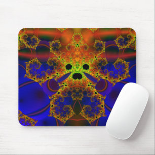 Alfombrilla De Ratón Llorando Arte fractal azul y amarillo