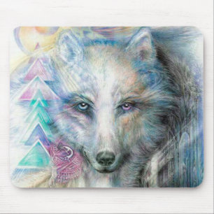 Alfombrilla De Ratón Lobo blanco artístico