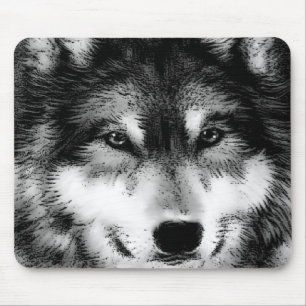 Alfombrilla De Ratón Lobo blanco y negro