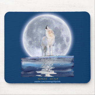 Alfombrilla De Ratón Lobo blanco y vida silvestre lunar