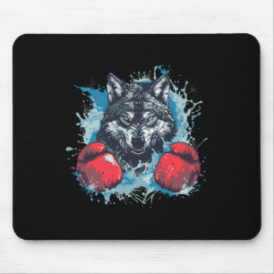 Alfombrilla De Ratón Lobo boxeador con guantes de boxeo kickboxing dive