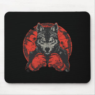 Alfombrilla De Ratón Lobo boxeando con guantes de boxeo Kickboxing dive
