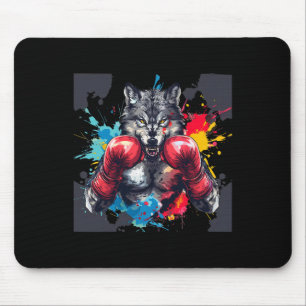 Alfombrilla De Ratón Lobo boxeando con guantes de boxeo Kickboxing dive
