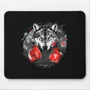 Alfombrilla De Ratón Lobo boxeando con guantes de boxeo Kickboxing dive