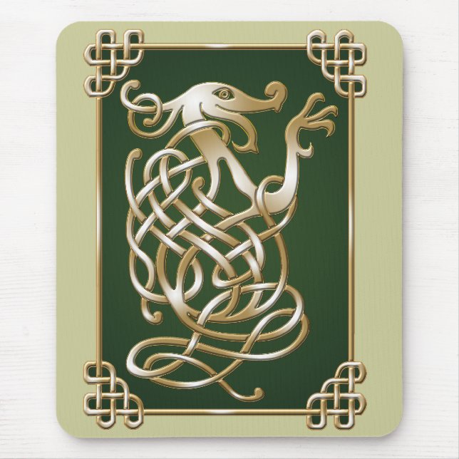 Alfombrilla De Ratón Lobo Celta - Fondo Verde (Frente)