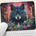 Alfombrilla De Ratón Lobo de bosque floral personalizado<br><div class="desc">Transforme su espacio de trabajo en un oasis místico con esta almohadilla personalizada de ratón con un majestuoso lobo adornado con vibrantes patrones florales. El entorno encantador, situado en un bosque exuberante, evoca una sensación de tranquilidad y asombro. Añade un toque personal con tu nombre o una cita significativa. La...</div>