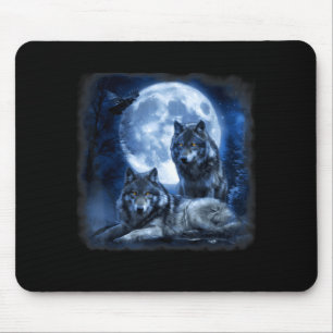 Alfombrilla De Ratón Lobo de fauna aullando luna bosque naturaleza salv
