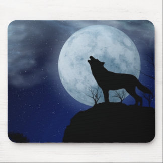 Alfombrilla De Ratón Lobo de luna llena