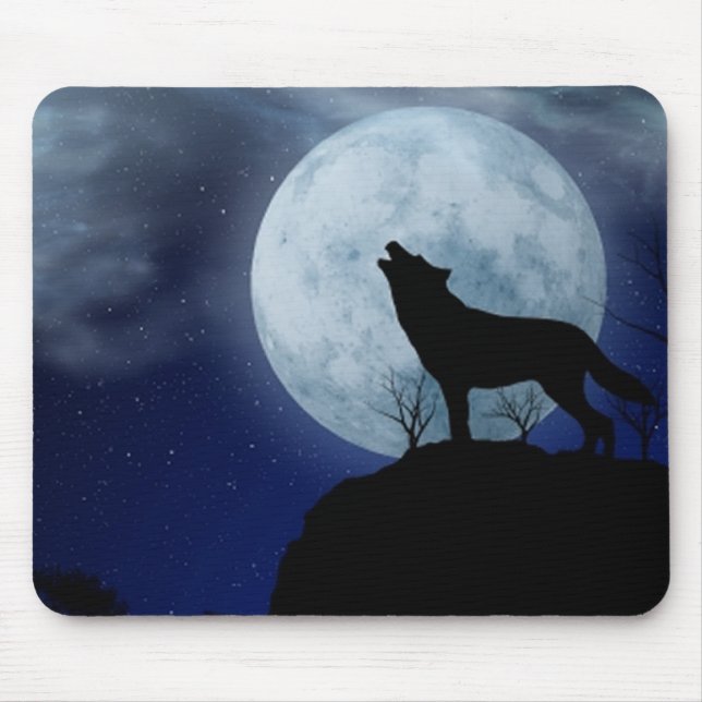 Alfombrilla De Ratón Lobo de luna llena (Frente)
