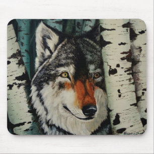 Alfombrilla De Ratón "Lobo de madera"
