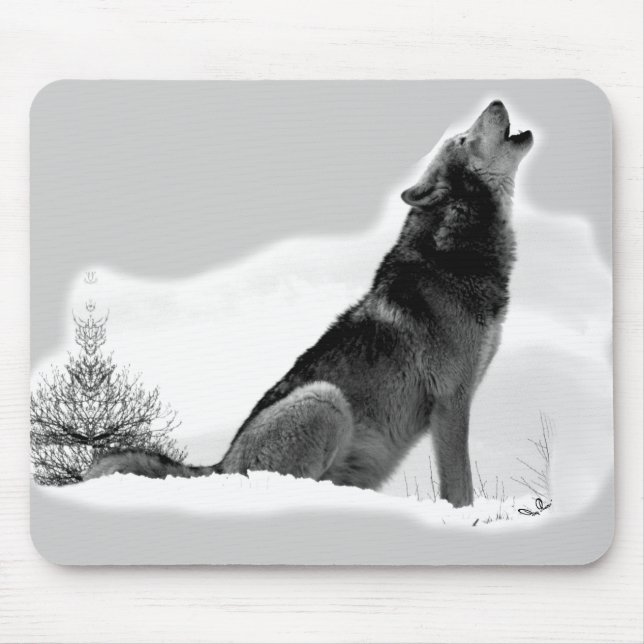 Alfombrilla De Ratón Lobo de madera de Alaska Mousepad (Frente)