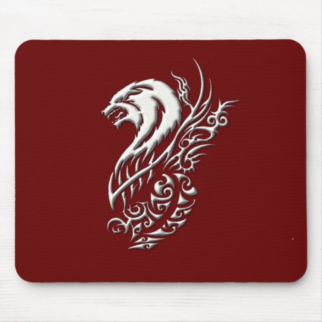 Alfombrilla De Ratón Lobo de marfil Borgoña Mousepad (Frente)
